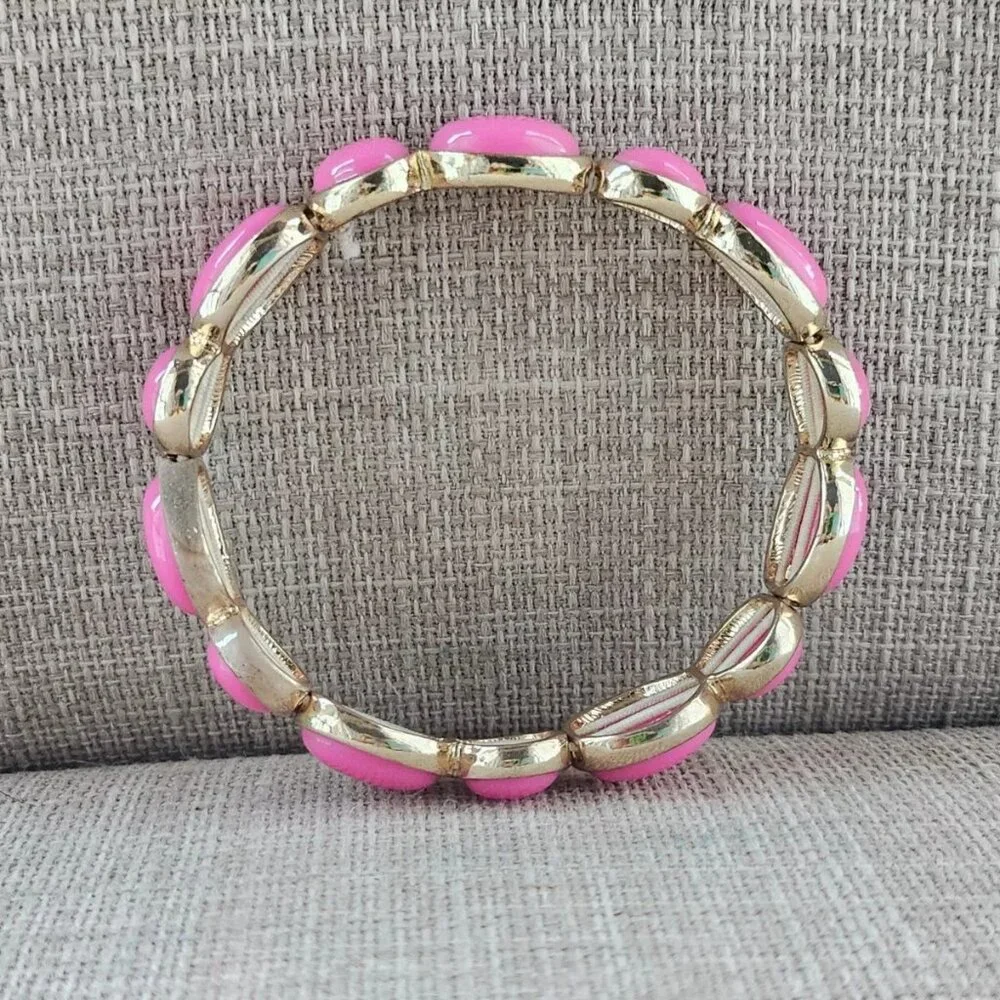 Women Bracelet Pink/Gold Fashion Jewelry Wrist Band Adjustable - Picture 5 of 7